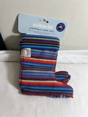 NEW JoJo Maman Bebe Polar Fleece Rainbow WELLIE LINERS 5-6 Kid Size